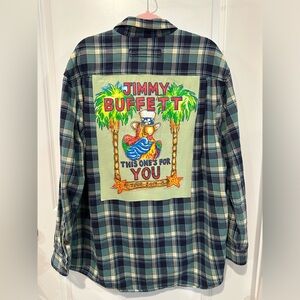 JIMMY BUFFETT this one’s for you uocycled flannel XL tall